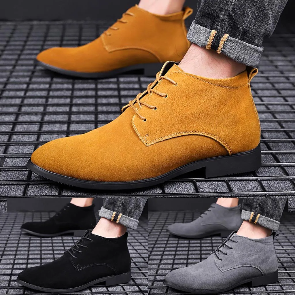 SAGACE, мужские повседневные уличные ботинки с высоким берцем, ультра-светильник, вельветовые ботинки из матовой кожи и хлопка в британском стиле мужские ботинки