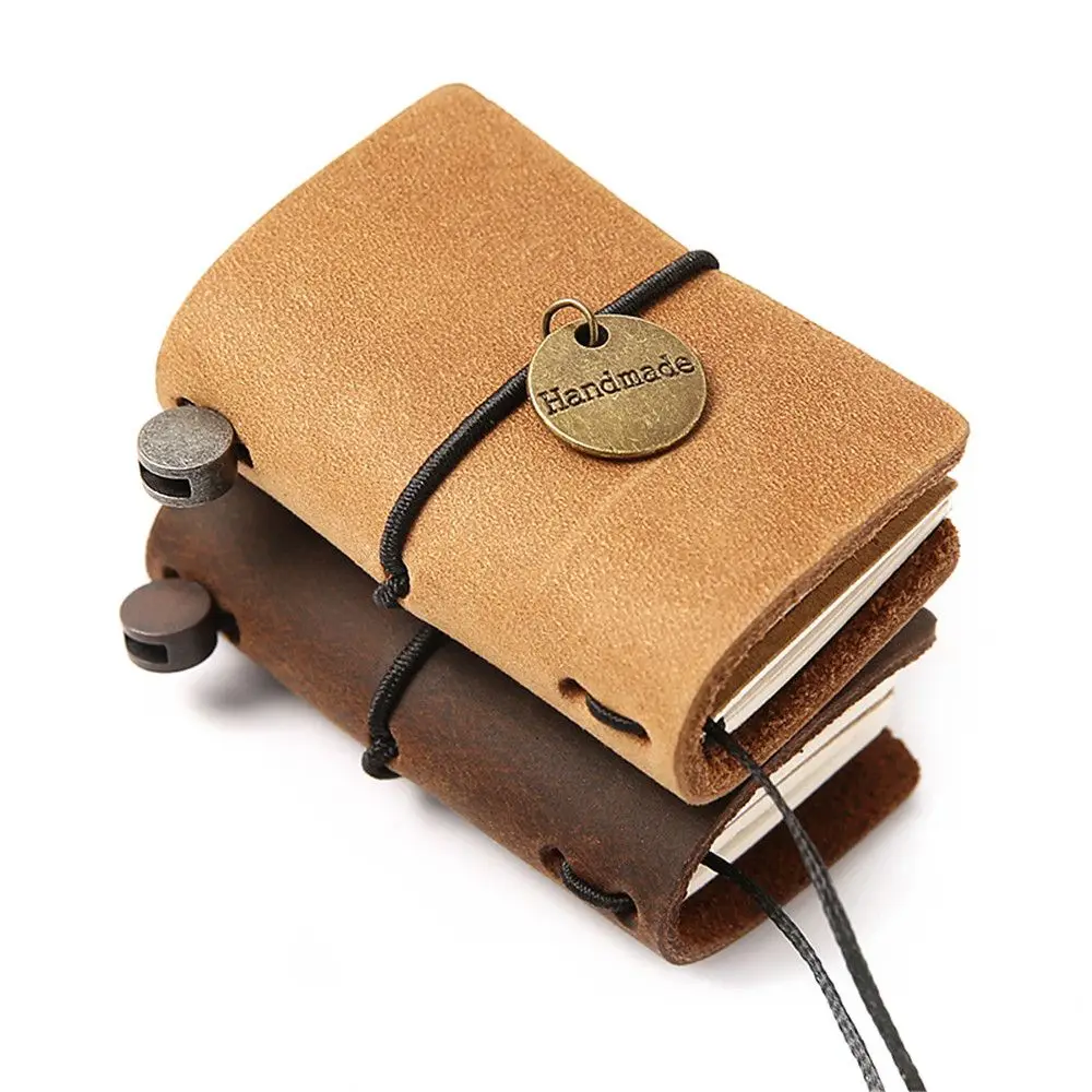 

Mini Vintage Notebook Cute Cowhide Cover Portable Retro Bandage Notepad Traveler Journey Daily Diary Notebook Kawaii Stationery