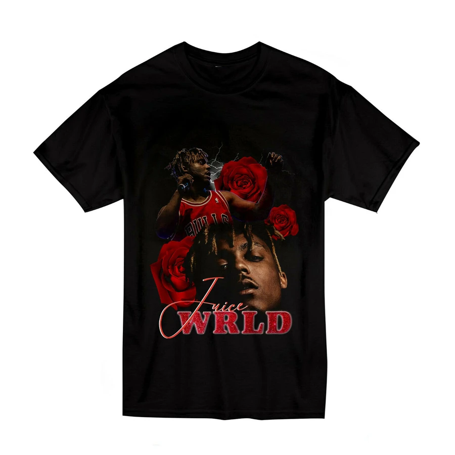 Футболка в стиле хип-хоп Juice Wrld летняя футболка черного цвета с принтом Rap размеры
