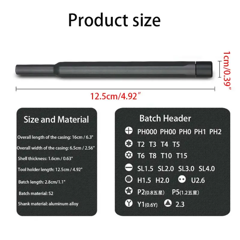 OOTDTY 25 in 1 Screwdriver Set Mobile Phone Repairing Screw Bits for Smart Phone Laptop A5YD