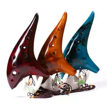 Ocarina Alto C en céramique à 12 trous, Instruments à flûte classique avec sac de Protection + lanière, cadeau