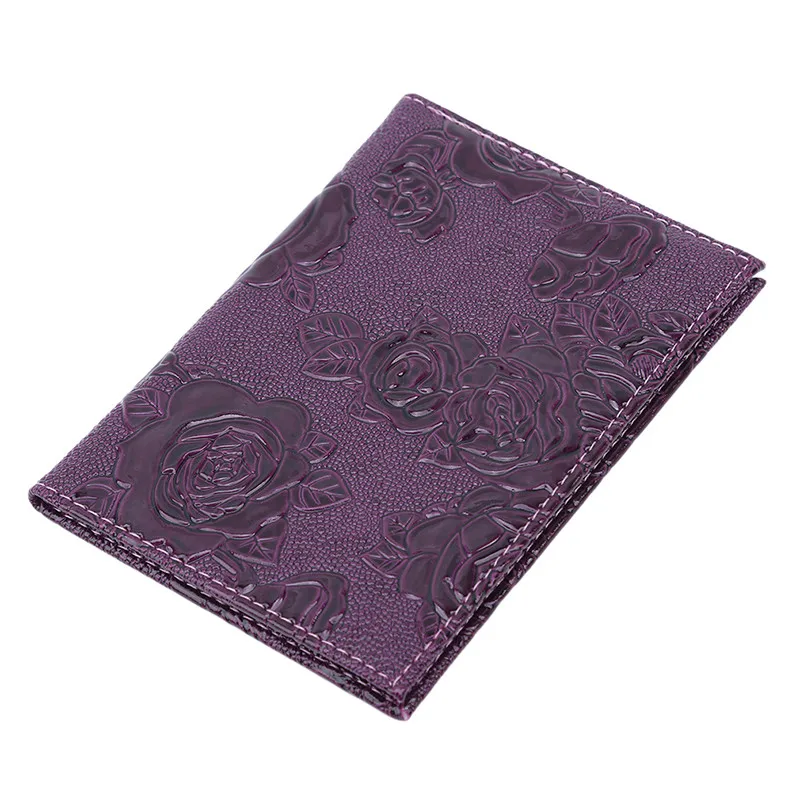 Hot Sell RED Three-dimensional Embossed Rose PU Leather Women Travel Passport Holder Embossing Passport Cover Credit Card ID Bag