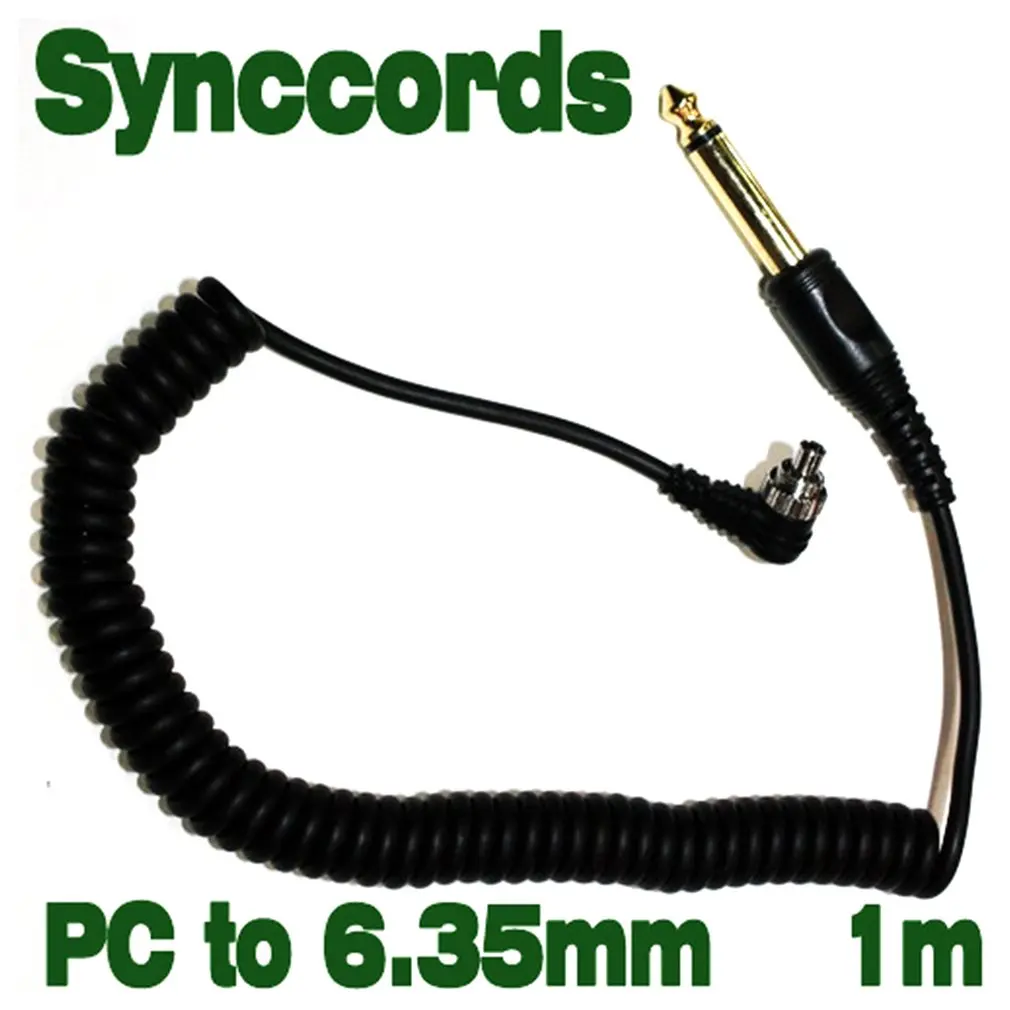 6.35mm to PC Sync 1 м камера аксессуары для вспышек 3,5 мм/2,5 мм/6,35 мм к штекеру PC кабель для синхронизации вспышки винтовой замок для триггера студийный светильник - Цвет: 6.35mm to PC Sync