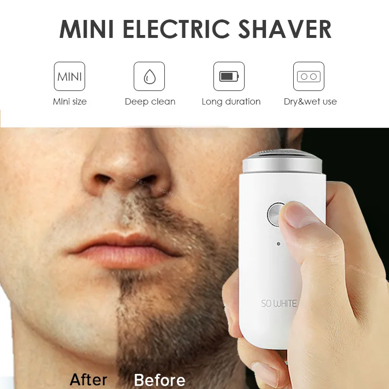 Xiaomi Mijia, мини электробритва, SO White, бритва, моющаяся, триммер для бороды, для бритья, для мужчин, USB, перезаряжаемая, бритва, бритвы для волос
