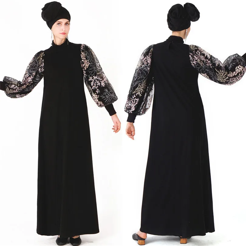 Черное Абая кафтан мусульманское платье Vestidos кафтан Рамадан Турция Дубай женский арабский хиджаб платье Турецкая Elbise Исламская одежда