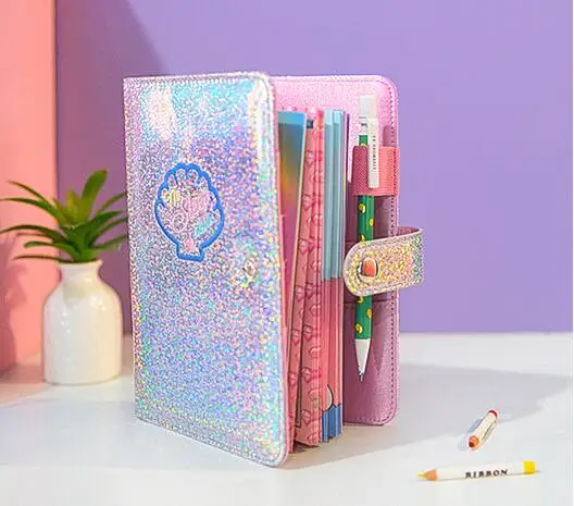 

INS Shining Fashion A6 Shell Spiral Diary 80 Sheets Colorful Sheets DIY Undated Planner Gift
