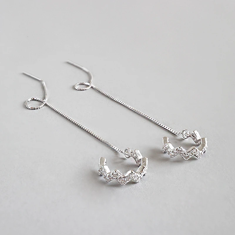 

100% 925 Real Sterling Silver Earrings Ear Clip with 9cm Line Pretty Teen Girl Women 925 Wholesale Jewelry