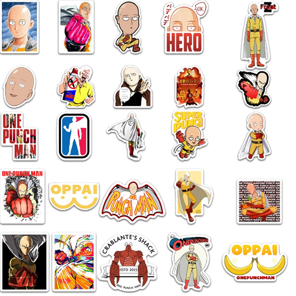 50 шт. наклейки в стиле аниме One Punch Man для декора стен холодильника мотоцикла