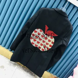 Abrigo ajustado de manga larga para mujer, traje con diseño de lujo con letras de Apple love, diamante, a la moda, con solapa versátil, 2021
