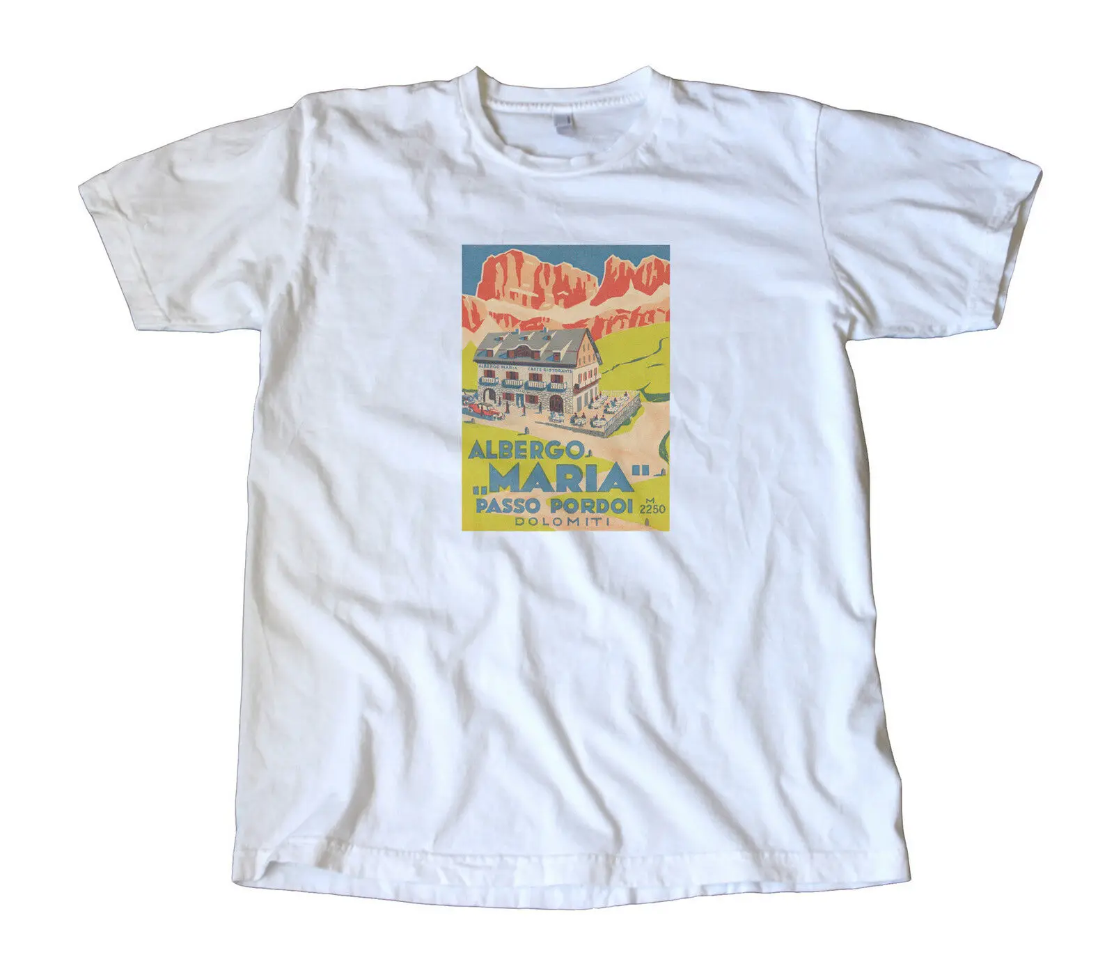 Albergo Maria Dolomiti Italy Luggage Label T-Shirt - Dolomites Alps |