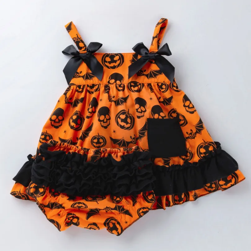 2 piece set Рождественский наряд для маленьких девочек на Хэллоуин, топ, юбка-пачка+ шаровары с оборками+ головной убор+ обувь для малышей, комплекты одежды, вечерние подарки для новорожденных - Цвет: 2 piece set