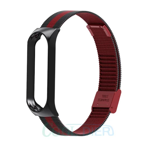 black red COOL DIER для mi Band 4 3, ремешок, металлический, нержавеющая сталь, умный Браслет, ремешок для Xiaomi mi Band 3 4, сменный ремешок - Цвет: black red