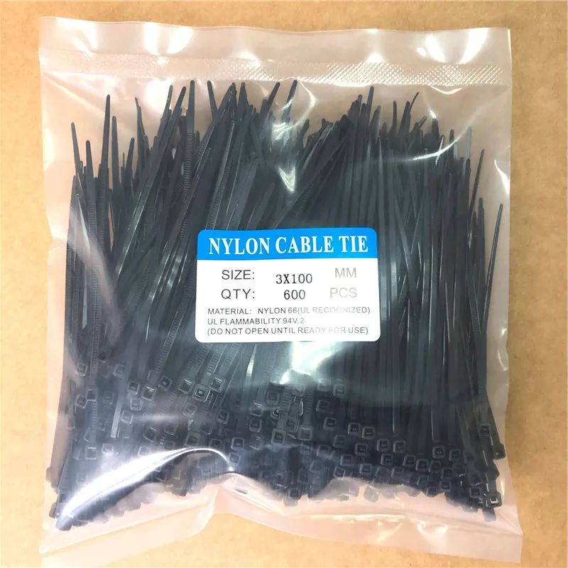 600Pcs Zip Ties 3x100mm Nylon Self-Locking Cable Ties Color Plastic Zip Ties Velcro Cable Ties  Cable Organizer Wire Strap