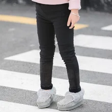 Джинсы для девочек, плотная одежда с начесом на осень и зиму, 3 брюки с хлопковой подкладкой для маленьких девочек, зимняя верхняя одежда для детей 5 лет