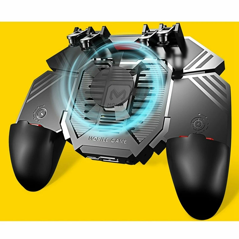  AK77 Gamepad for PUBG Helper Mobile Phone Gamepade Radiator Handle Water-Cooled Fan Six Fingers PUG
