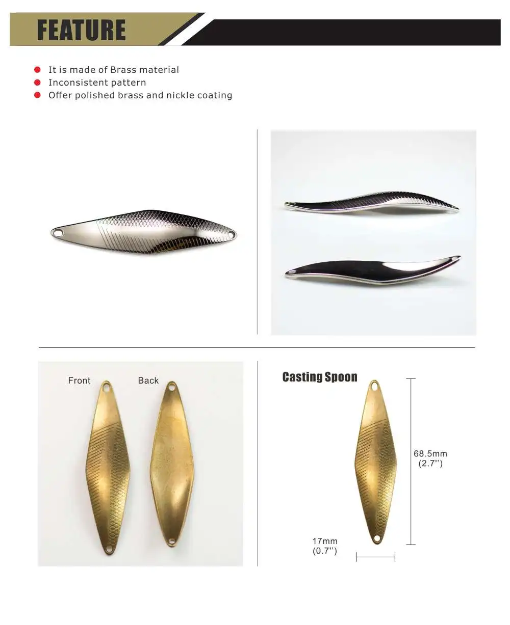 10pcs Brass Salmon Fishing Spoon Blanks Inconsistent Pattern Size 10g  3/8oz, DIY Casting Spoons