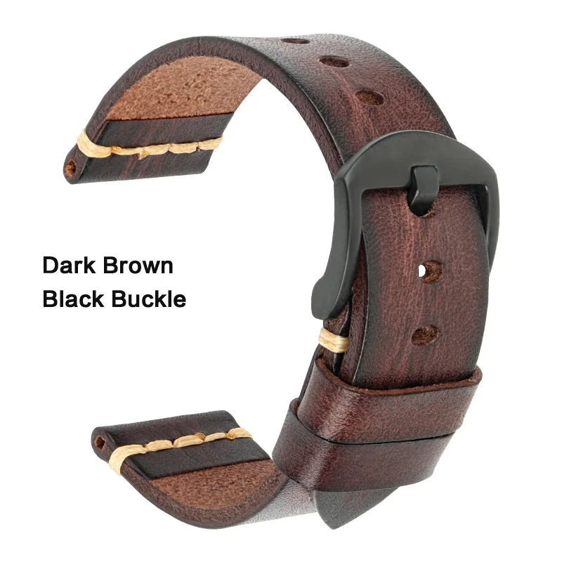 Ремешок для часов Maikes из натуральной кожи для Galaxy gear s3, ремешок для часов 18 мм, 20 мм, 22 мм, 24 мм, ремешок для часов для мужчин и женщин, наручные браслеты Omega - Цвет ремешка: Dark Brown-Black