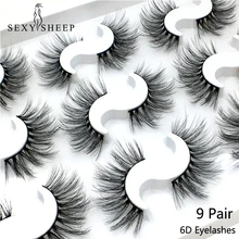 SEXYSHEEP 9 пар 6D норковые ресницы натуральные накладные ресницы драматический объем поддельные ресницы макияж ресницы для наращивания шелковые ресницы