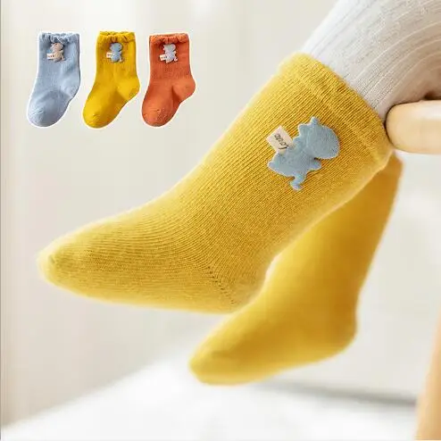 6M-3Y 3Pairs Pack New autumn and winter children's socks loose mouth baby socks cartoon accessories newborn kids socks 2021 winter 0 3y children thick cotton terry soft socks 3pairs lot baby boy girl cute cartoon indoor socks newborn warm socks