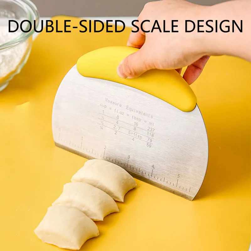 Stainless Steel Dough Scrapers Cake Spatula Baking Tools Dough Pastry With  Scale Semi-Circular Cake Scraper Kitchen Accessories - AliExpress