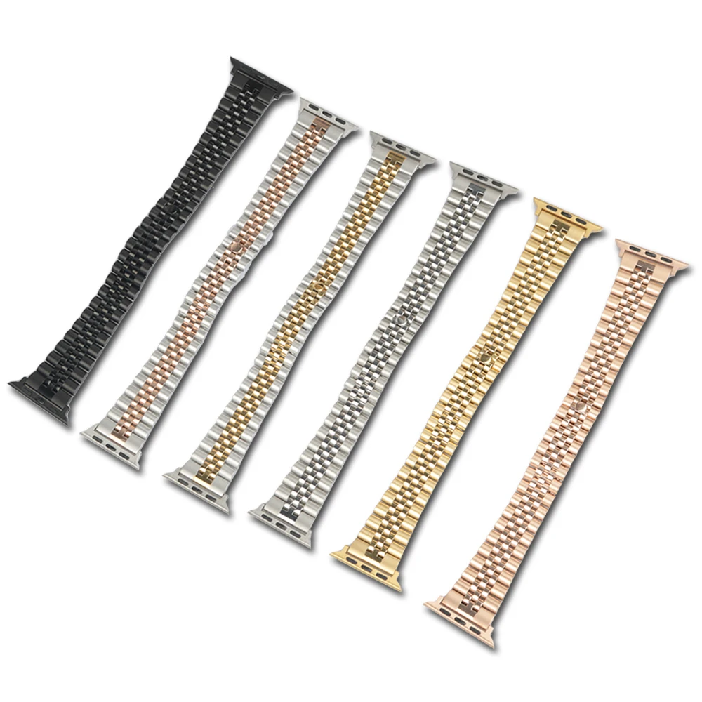 

Rolamy 38 40 42 44mm Solid Stainless Steel Replacement Wrist Bracelet Jubilee Watch Band With Adapter For Iwatch Apple Watch