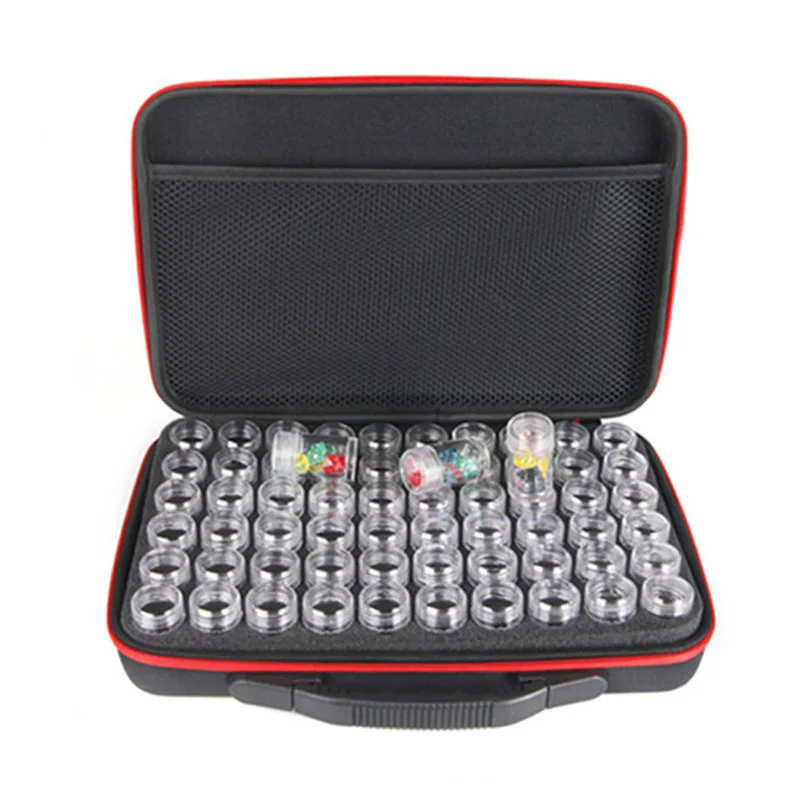 

High Quality 60 Slots Diamond Painting Accessories Storage Case with Zipper and Bottles Beauty Tools NShopping