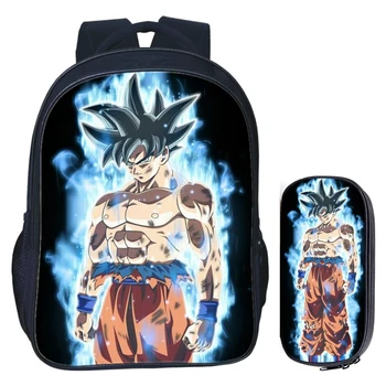 

16 inch Cartoon Anime Dragon Ball Z Backpack Set for Boys Cool Kids Saiyan Sun Goku Vegeta Bagpack Children School Bookbag
