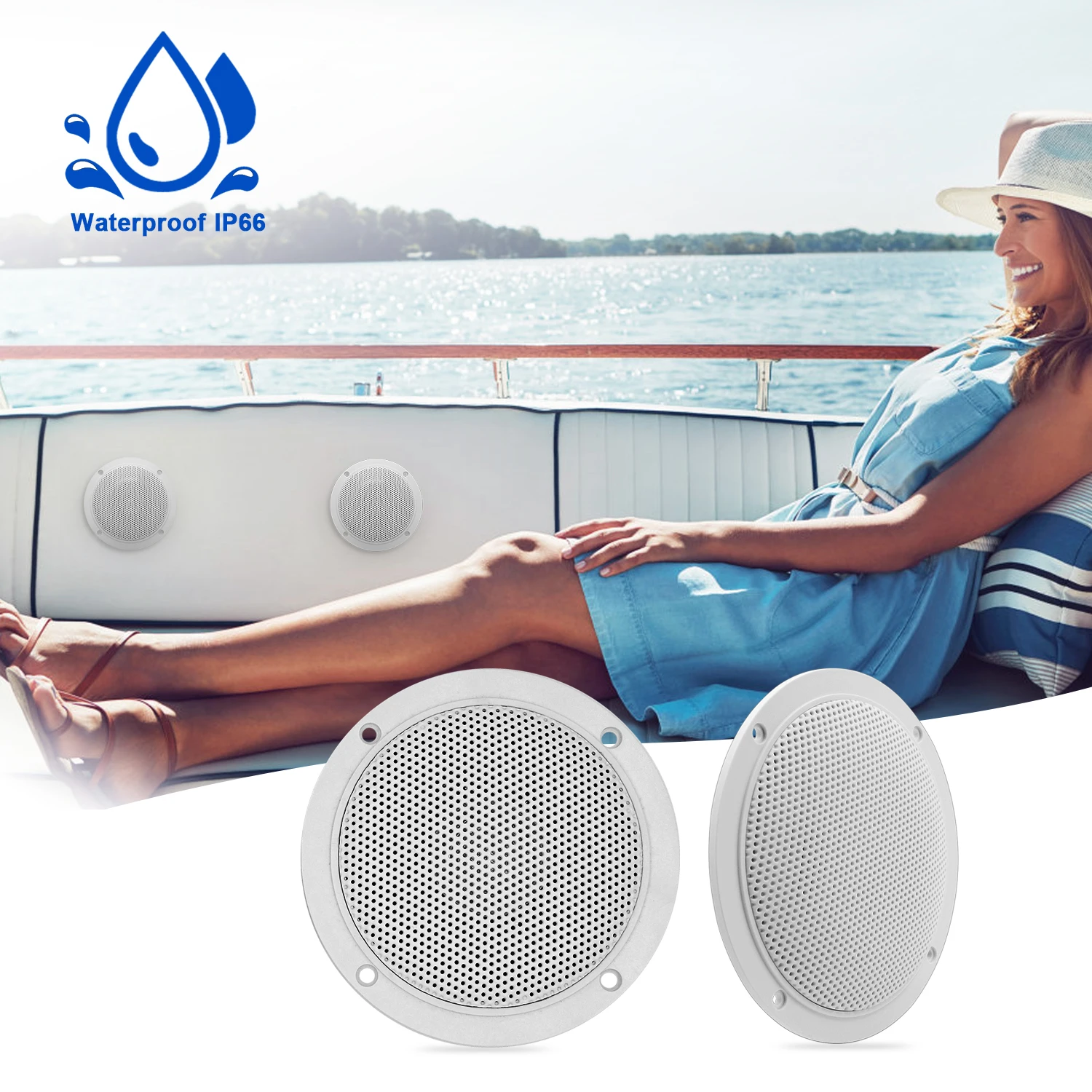 Guzare Waterproof Marine Speakers 4 inch 120W Full Range Stereo Outdoor Speakers For UTV ATV RV Golf Cart Boat Yacht Motorcycle