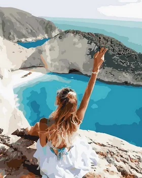 

Unframe diy oil picture oil paintings by numbers figure painting paint by number for home decor 4050cm the back of girl