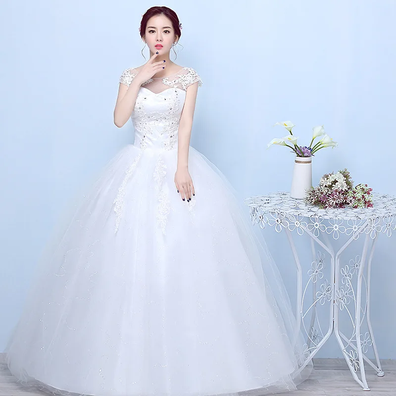 Wedding Dress Short Sleeve O-neck Ball Gown Off White Vestido De Noiva Princess Simple Plus Size Dresses Bride | Свадьбы и торжества