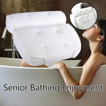 

Bathtub Spa Pillow Cushion Neck Back Support Foam Comfort Bathtub 6 Suction Cups with Hooks TUE88