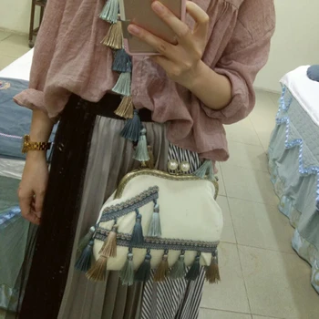

Tassel Woven Women's Bag Shoulder Strap Hit Color National Style All-Match Bag Strap High Quality Fresh Exquisite Accessories