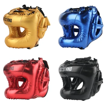 

2020 new Kick Boxing Helmet full protection for Men Women PU combat beam full-face Karate Muay Thai MMA Sanda Training head gear