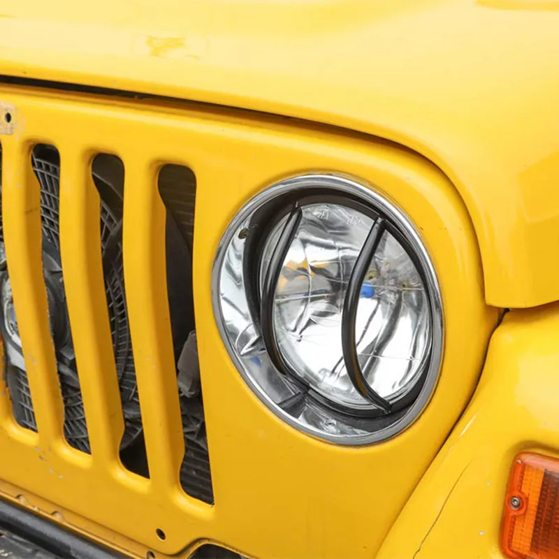 Передние накладки на фары, сменные протекторы на фары для Jeep Wrangler TJ 1997-2006 черный