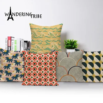 

Farmhouse Decor Pillows Cases Boho Pillow Covers Floral Geometric Flowers Home Decoration Cushion Cover Retro Cushions Almofadas