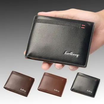 

Men Bifold Wallets Slim PU Leather Vintage Travel Purse with Multi Card Slots H66