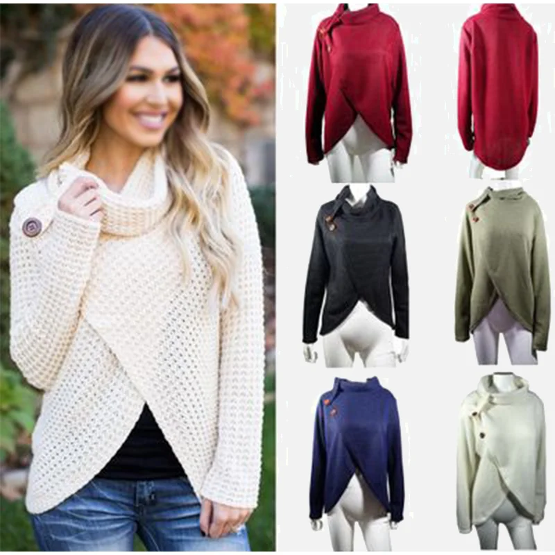 Женский пуловер с воротником под горло, вязаный свитер, необычный свитер с длинным рукавом для дам,, зима-осень, теплый женский джемпер