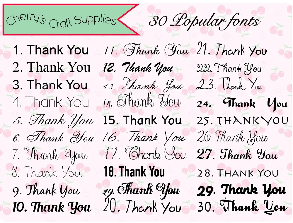 30 popular fonts - Cherry