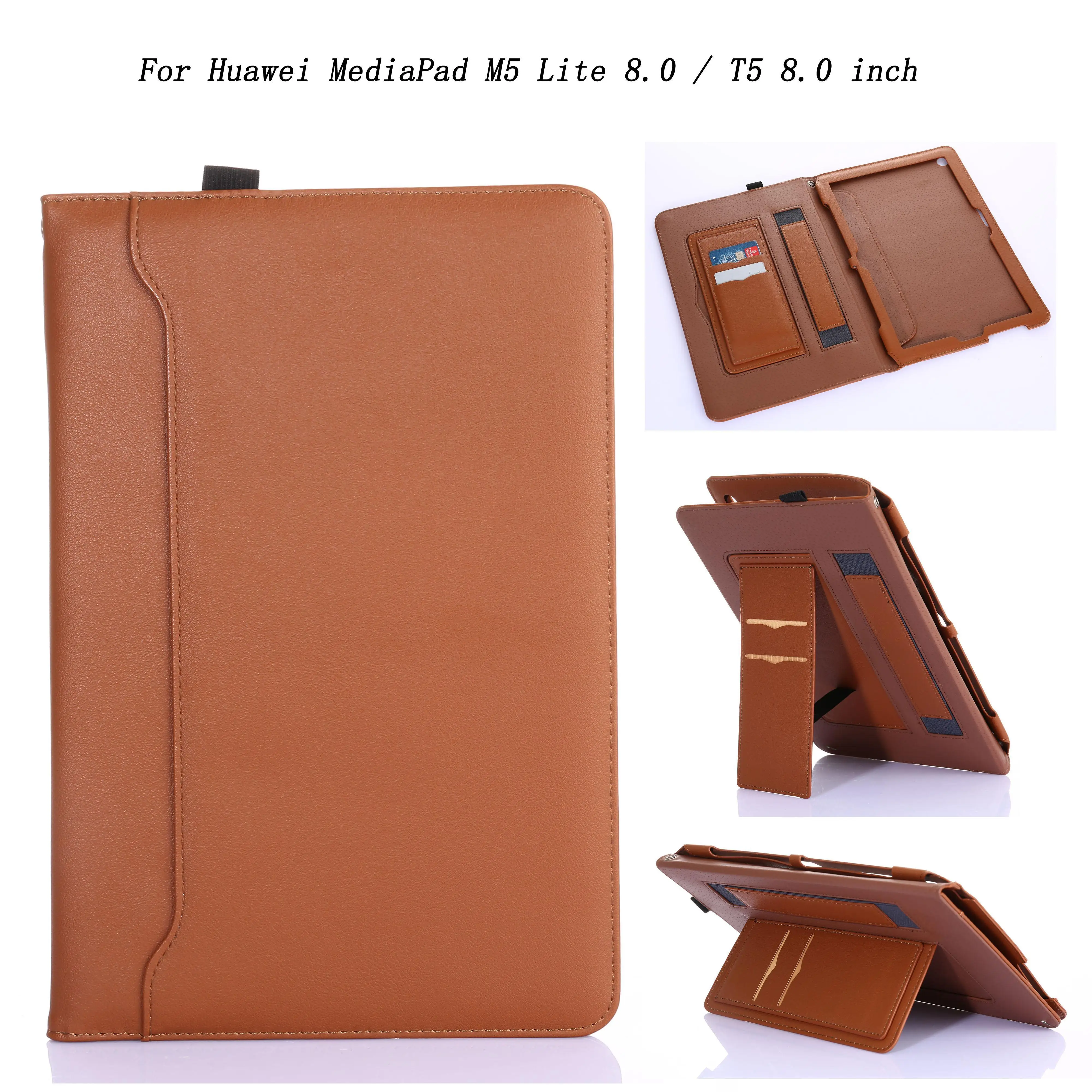 

Case For Huawei MediaPad M5 Lite 8.0 / T5 8 inch, Business Leather Hand Belt Holder Stand Tablet Cover Case Auto Sleep / Wake