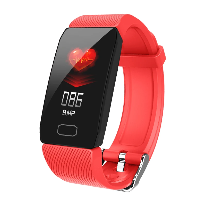 Ручные умные браслеты для здоровья монитор сердечного ритма фитнес-трекер для мужчин wo мужские часы кровяного давления водонепроницаемый спортивный умный Браслет Q1 - Цвет: Red
