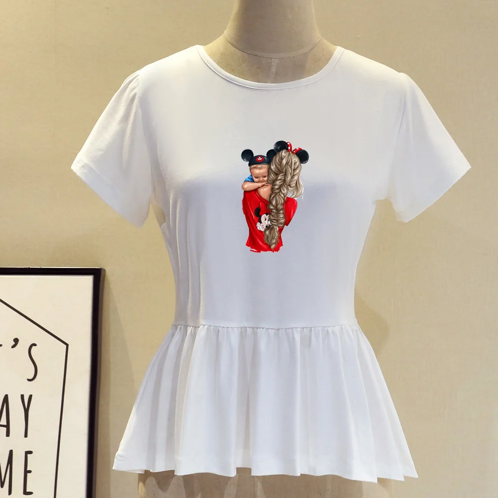 Женские летние топы 2019 Camiseta dibujos анимадо с круглым вырезом для мамы и ребенка Haut