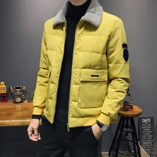 Модная Повседневная зимняя куртка, мужские теплые парки высокого качества с отложным воротником, Мужская Уличная одежда в стиле хип-хоп, пальто