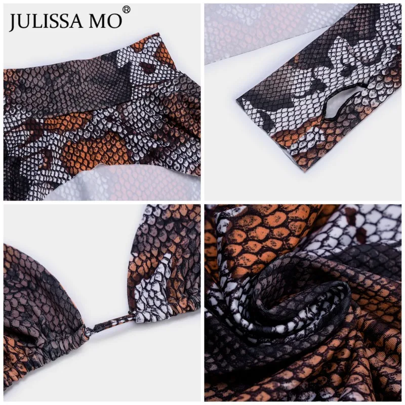 Julissa mo, змеиный принт, комплект, женский, сексуальный, выдалбливают, бандаж, спортивный костюм, женский, 2 шт, набор, открытая спина, обтягивающие леггинсы, наряды
