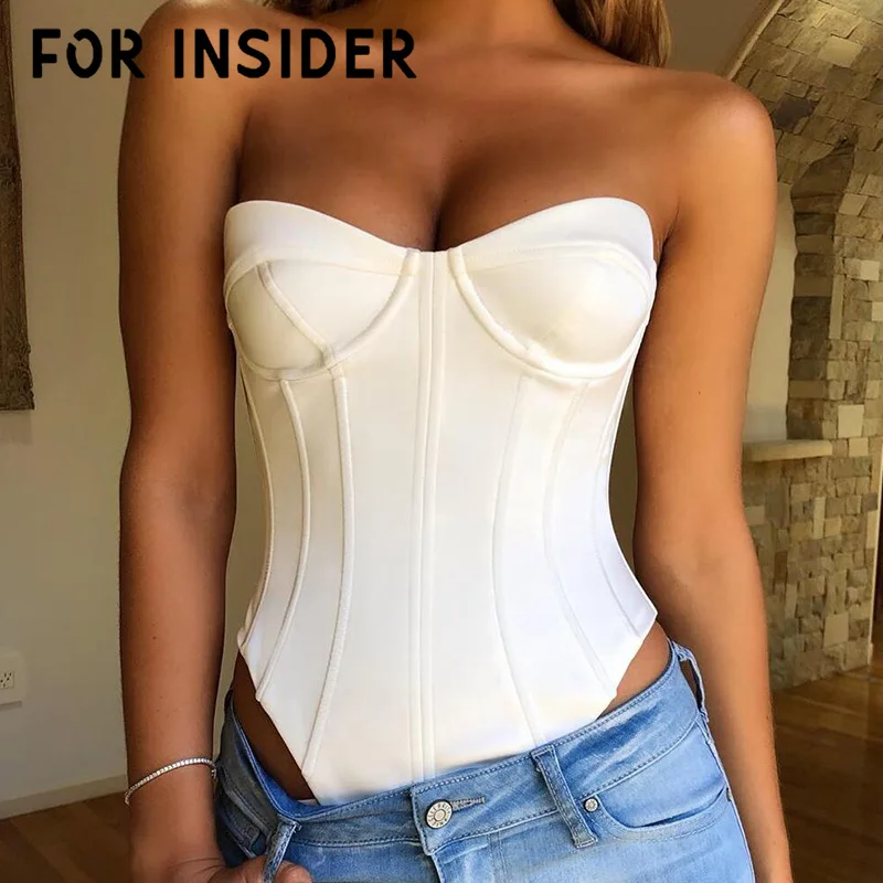 

For Insider White strpless sexy bodycon bodysuit women Skinny overalls rompers womens jumpsuit tops bodysuit autumn winter