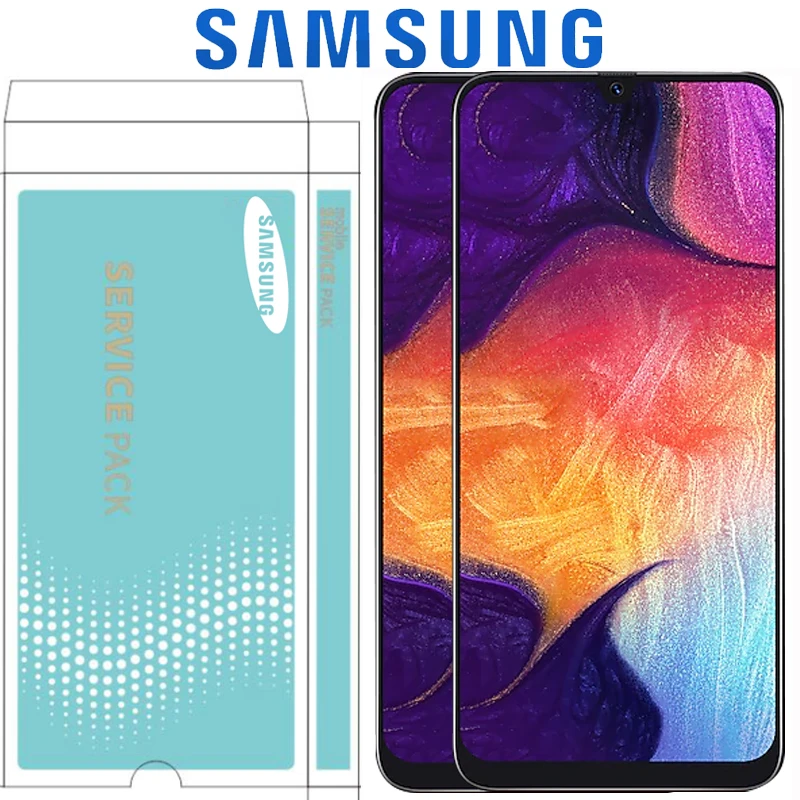 6," Super AMOLED для samsung galaxy A50 A505F/DS A505F A505FD A505A кодирующий преобразователь сенсорного экрана в сборе с рамкой