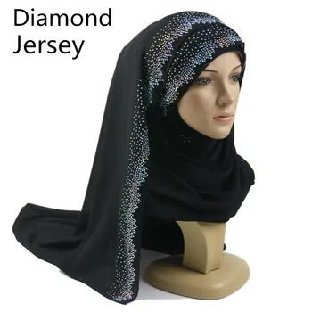 

K2 10pcs High quality diamond women muslim jersey hijab scarf stone femme size hijabs Islamic shawls soild Modal headscarf
