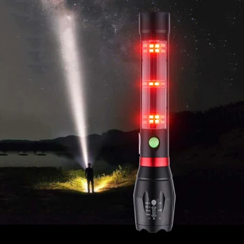 

XM-L T6 Led Flashlight Cob Solar Eegergy Charging Torch Built in 18650 Battery Zoomable 7 Modes Lantern For Camping And Fishight