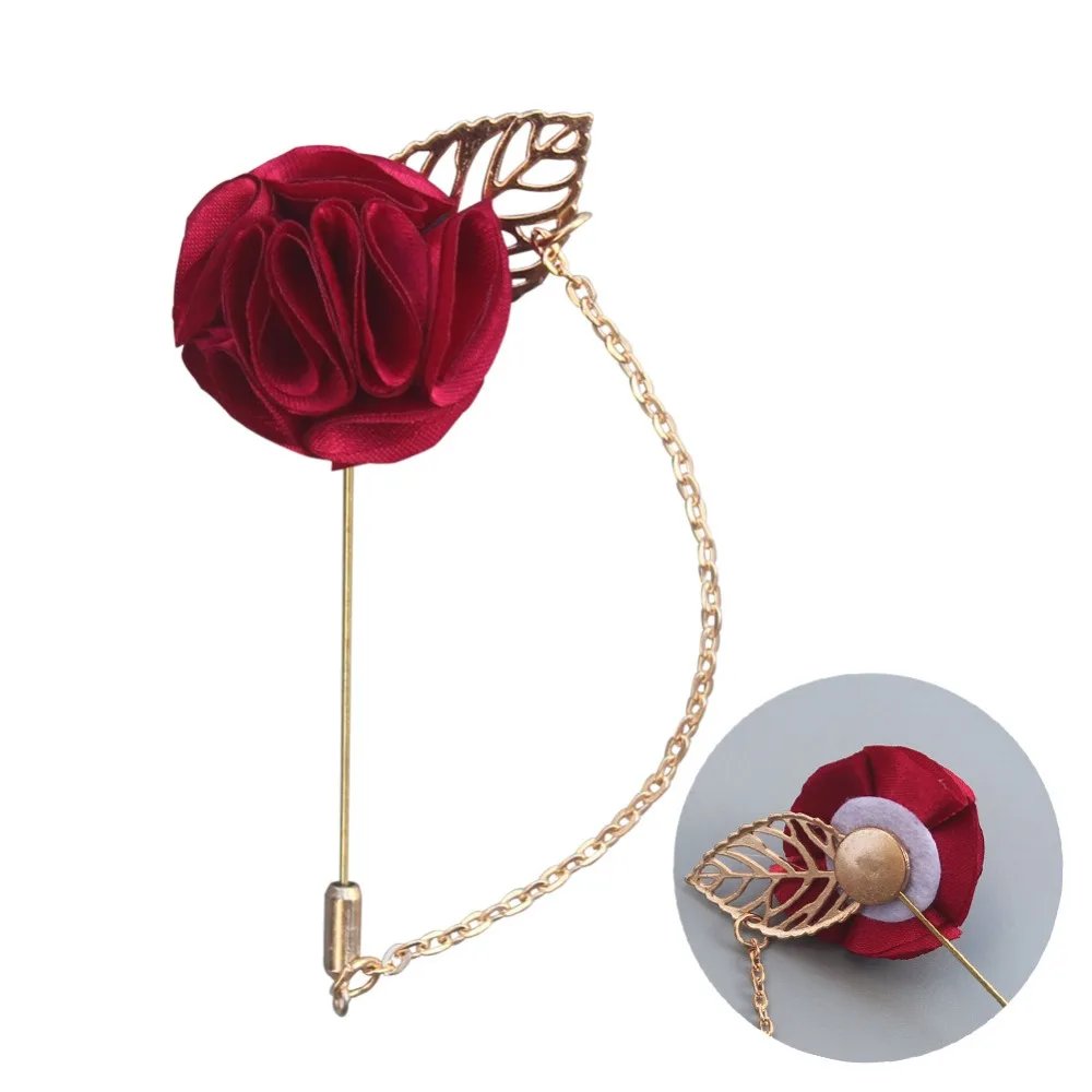 5Pieces/Bag Wedding Boutonniere Flower Festival Celebration Party Prom Suit Corsage Size 3.5CM Fabric Cloth Rose Brooch Flowers