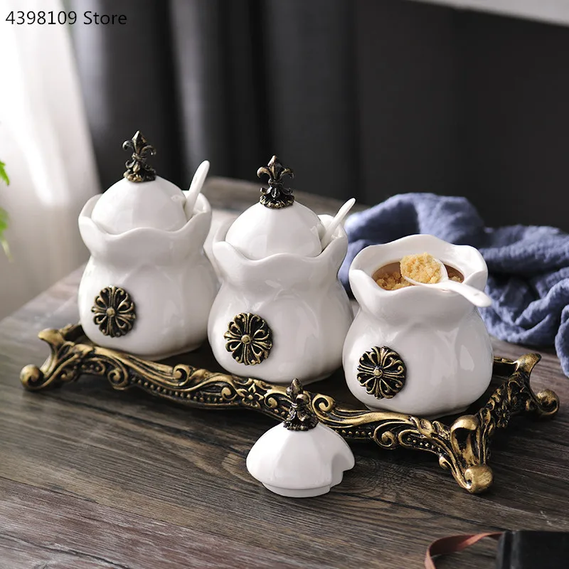 Креативная керамическая банка для приправ, Скандинавская коробка для приправ, солонка, палочки для еды, стеллаж для хранения, бытовые кухон...