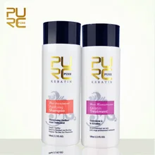 PURC tratamiento para el cuero cabelludo, productos para el cabello rizado, tratamiento de queratina brasileña + champú purificador, conjunto para el cuidado del cabello